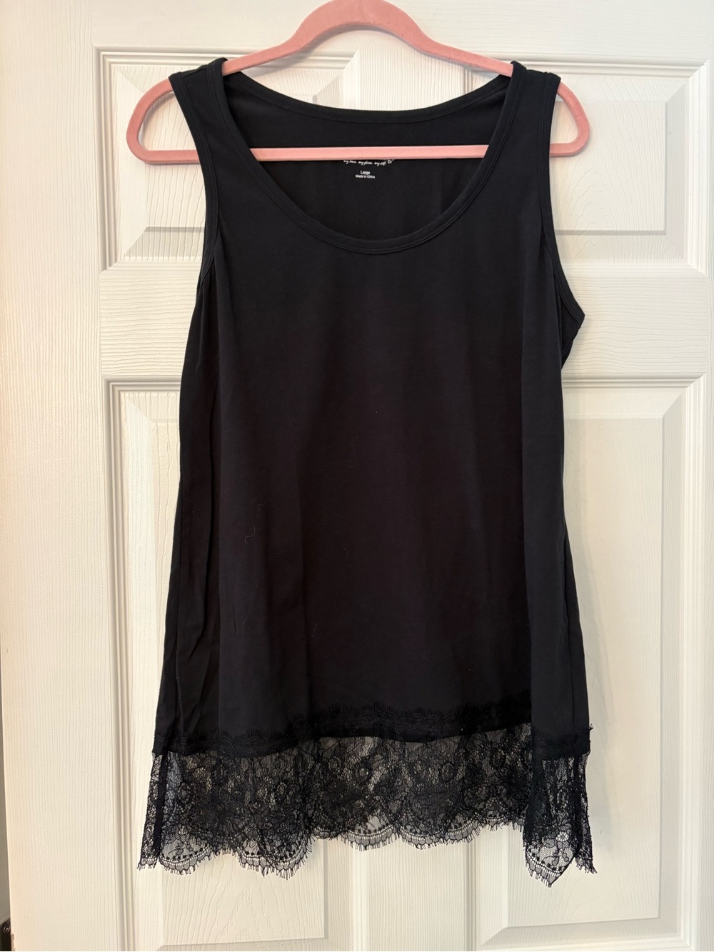Soft Surroundings Black Tank with Lace Hem